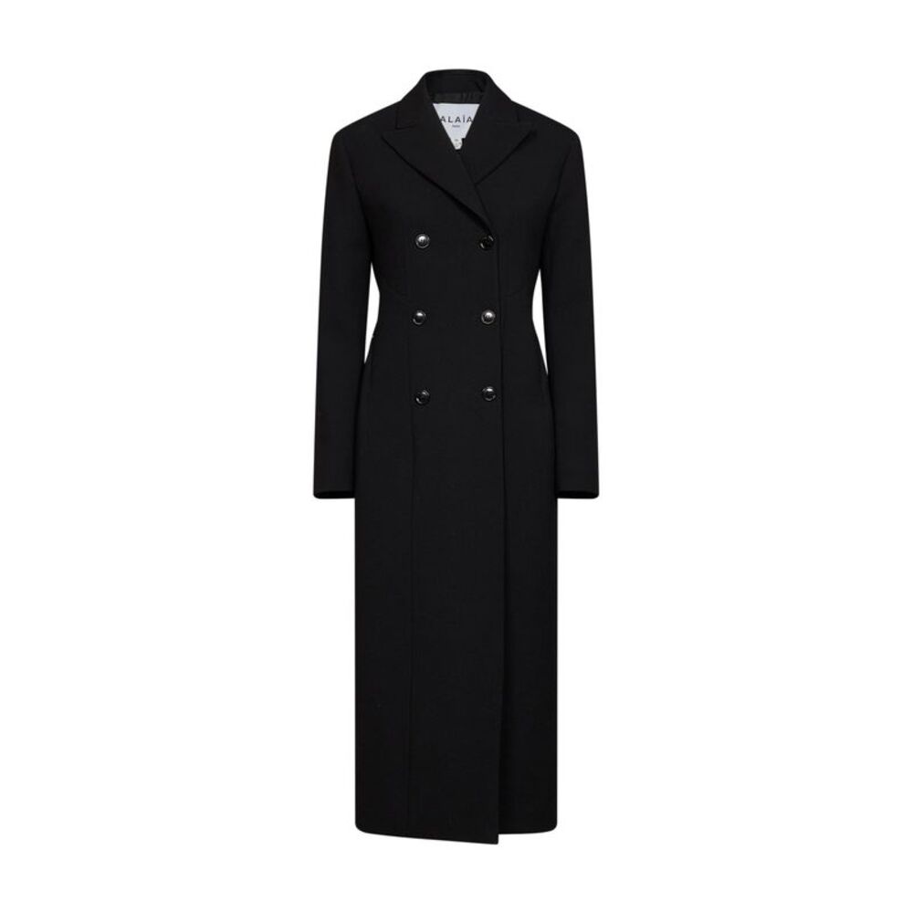 Alaïa Women Black Wool Crêpe Double-Breasted Tailored Coat